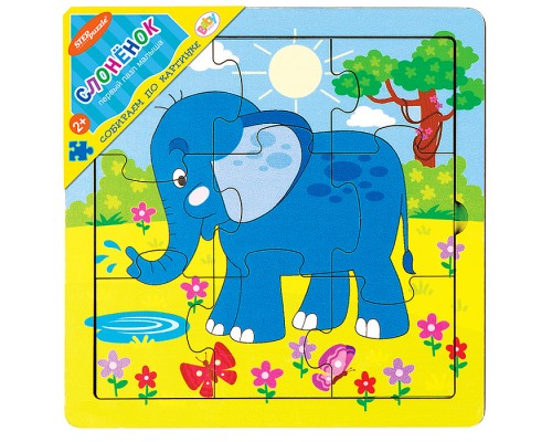 Игра из дерева "Слонёнок" (собираем по картинке) (Baby Step)