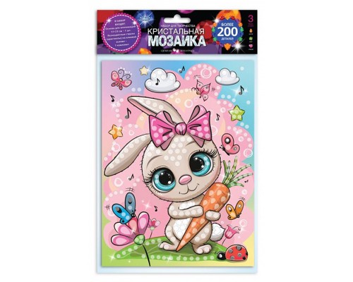 Кристальная мозаика 17*23 см., "Зайчик" в пакете