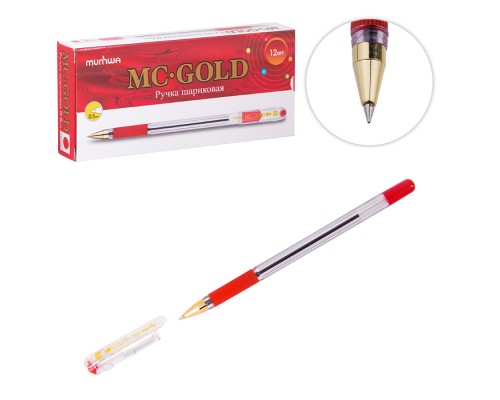 Ручка шариковая "MC Gold" красная, 0,5мм, грип