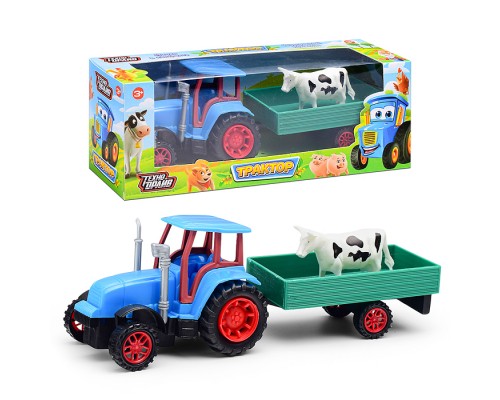 Трактор с прицепом, фигурка, коробка 30х8х10,5 см