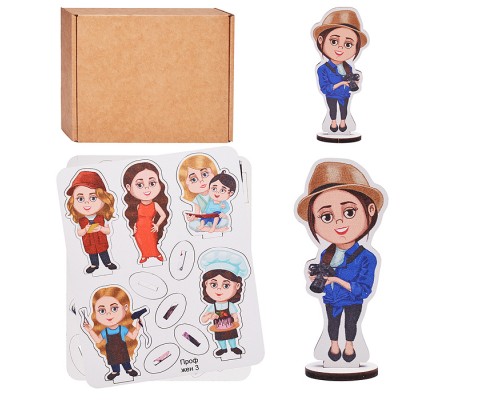 Игровой набор "Женские профессии" (дерево) крафтовая коробка