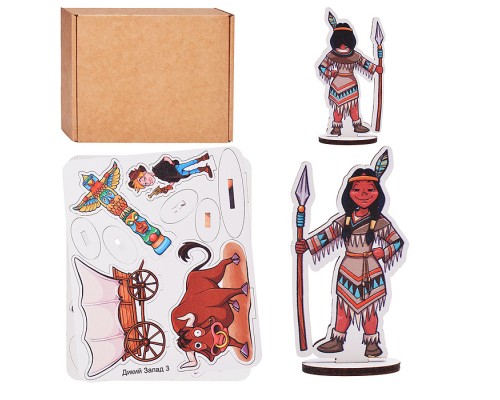 Игровой набор "Дикий запад" (дерево) крафтовая коробка