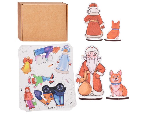 Игровой набор "Зимние забавы" (дерево) крафтовая коробка