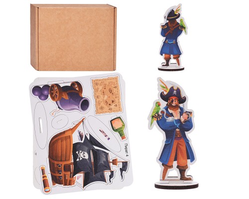 Игровой набор "Пираты" (дерево) крафтовая коробка