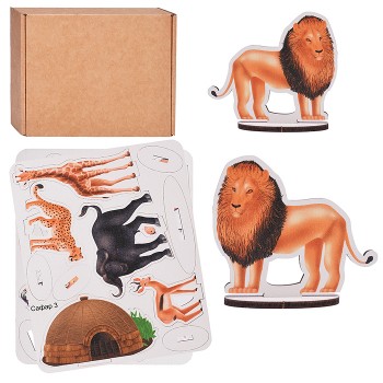 Игровой набор "Сафари" (дерево) крафтовая коробка