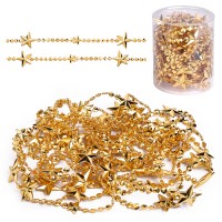 Бусы новогодние "Золотые" со звёздочками (5м)