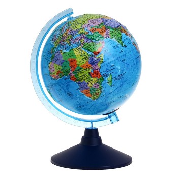 Интерактивный глобус Земли политический рельефный с подсветкой 210мм от батареек