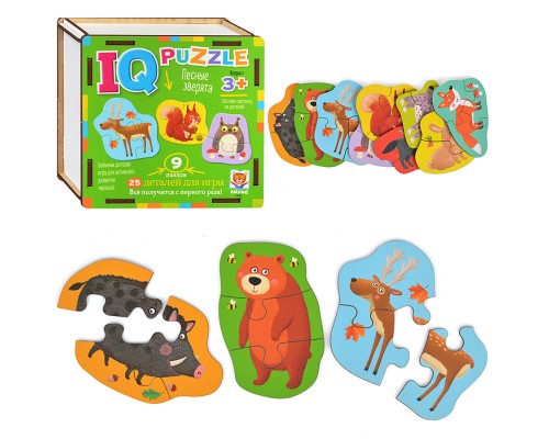 IQ Пазл деревянный. Лесные зверята 3+