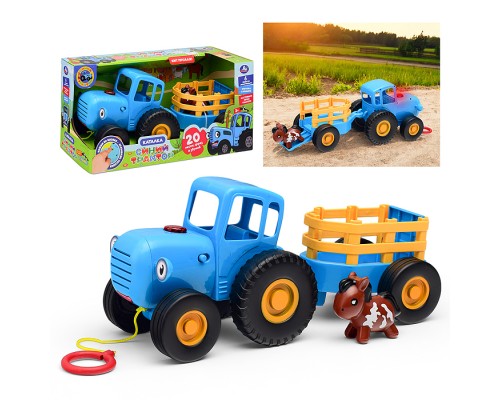 Каталка с прицепом "Синий трактор" 35+ песен