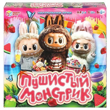 Настольная игра-ходилка "Пушистый монстрик" квадрат, 40 карточек