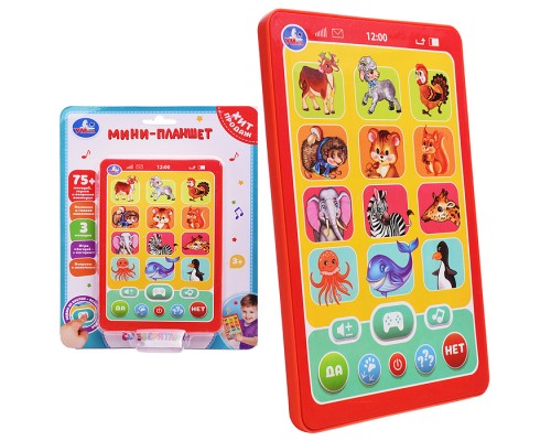 Обучающий мини-планшет 75+ мелодий, звуков и вопросов викторин на блистере
