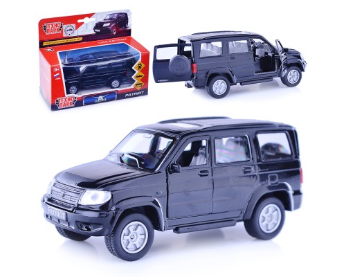 Машина металл УАЗ Patriot , 12см, (открыв. двери и багажник, черный) инерц., в коробке
