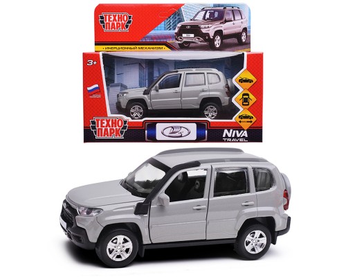 Машина металл LADA Niva travel 12 см, (двери, серый) инерц, в коробке