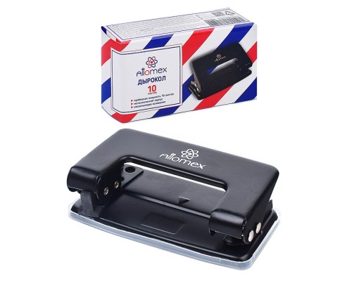 Дырокол "Attomex" (10 листов) металлический, в картонной коробке, черный