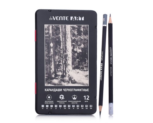 Карандаш чернографитный "Art" 12 шт в наб (5Т, 4Т, 3Т, 2Т, Т, ТМ-2, М, 2М, 3М, 4М, 5М)