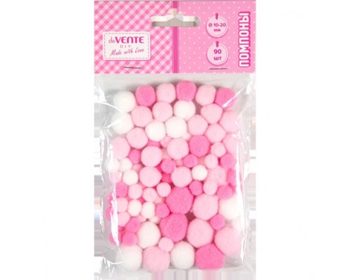 Набор помпонов для творчества "DIY" 90 шт, ассорти размеров и цветов