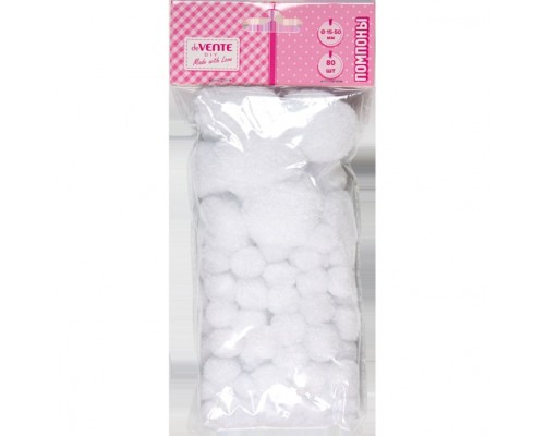 Набор помпонов для творчества "DIY" 80 шт, цвет белый