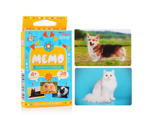 Игра настольная "Мемо" Кошки и собаки. Серия АКТИВ time