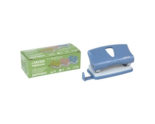 Дырокол "SigNature" (20 листов) пластиковый с линейкой, в картонной коробке, цвет сумеречный синий