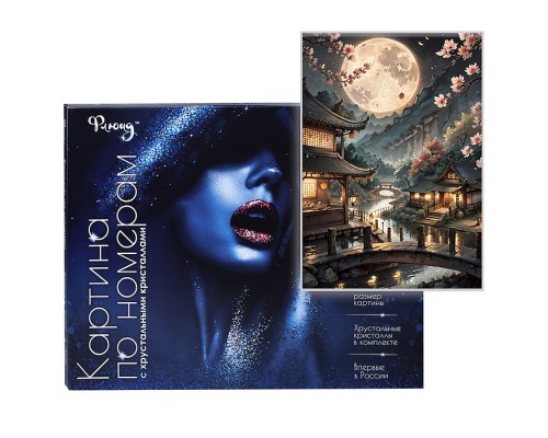 Картина по номерам 40х50 "Сон в летнюю ночь" с кристаллами из хрусталя, чёрный холст, 23 цвета