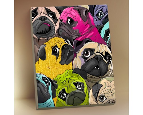 Картина по номерам 40х50 "Мопс Арт" с поталью (3 цвета)