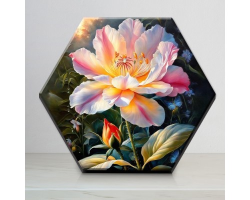 Картина по номерам 37х32 "Нежный цветок" Гексагон (29 цветов)