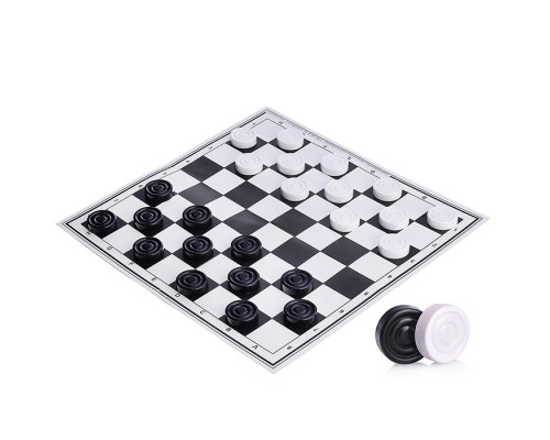 Шашки пластиковые с шахматным полем (картон) в пакете с европодвесом