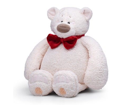 Медведь Тато с бантом, бордовый, 37см