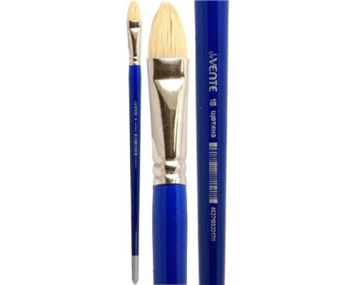 Кисть художественная "Art" щетина № 18 овальная, удлиненная деревянная ручка с многослойным лакокрасочным покрытием, никелированная обойма, индивидуальная маркировка