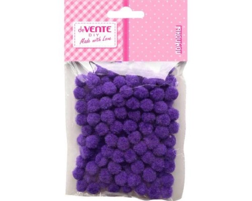 Набор помпонов для творчества 8 мм, 120 шт, цвет фиолетовый, в пластиковом пакете с блистерным подвесом