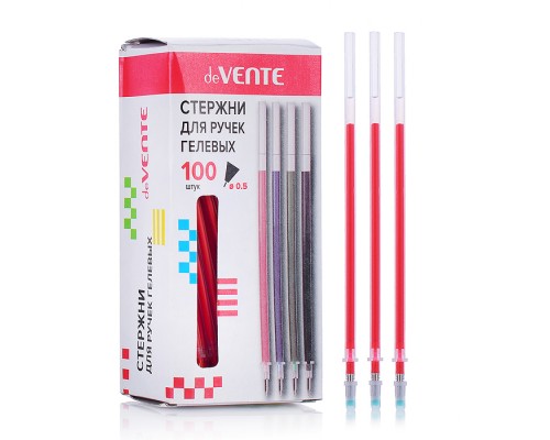 Стержень для ручек гелевых d=0,5 мм, 130 мм, с защитным колпачком, красный