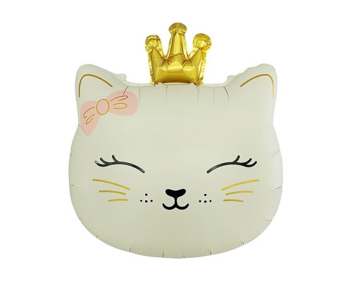 Шар (24''/61 см) Фигура, Кошечка Принцесса, Кремовый, Сатин, 1 шт. в уп.