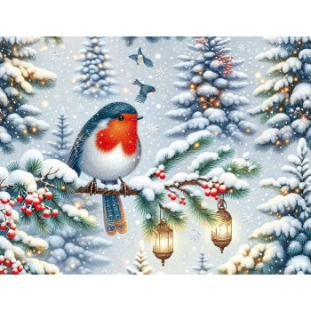 Конверт художественный малый "Зимняя птичка"