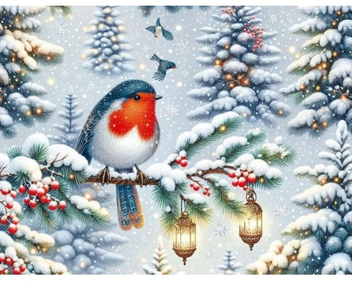 Конверт художественный малый "Зимняя птичка"