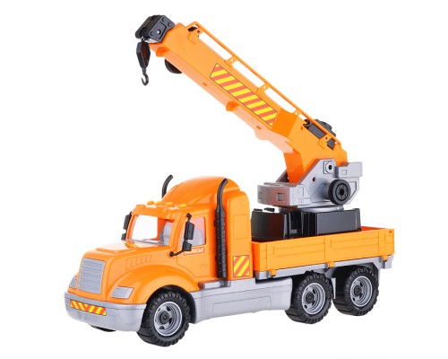 Майк, автомобиль-кран с поворотной платформой (в сеточке)