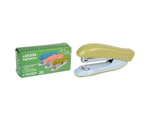 Степлер "SigNATURE" 24/6&26/6 (мощность 20 листов, глубина скрепления 60 мм) пластиковый, в картонной коробке, цвет оливковый