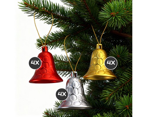 Новогоднее украшение "Колокольчики" (12шт х 4см)