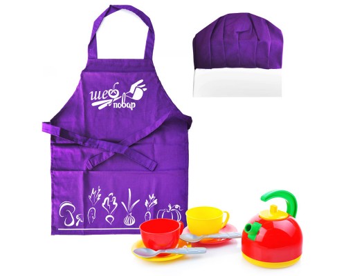 Набор "Шеф повар"(100% хлопок) в пакете, фиолетовый