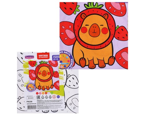 Картина по номерам "Капибара в шапочке" 15х15см