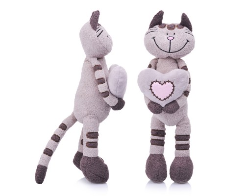 Кот полосатик с сердцем, 33 см