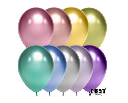 Шар (10''/25 см) Ассорти, хром, 50 шт.