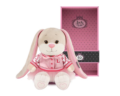 Зайка Лин в розовом бомбере с юбочкой, 20 см