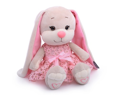 Зайка Лин в кружевном розовом платье, 20 см, в коробке