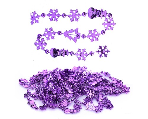 Новогоднее украшение "Бусы" 5м, сиреневые, в пакете