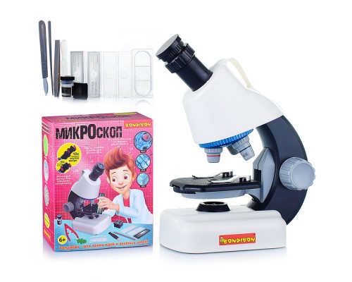 Французские опыты. Науки с Буки "Микроскоп" (увеличение 100X,400X,1200X) с набором аксессуаров