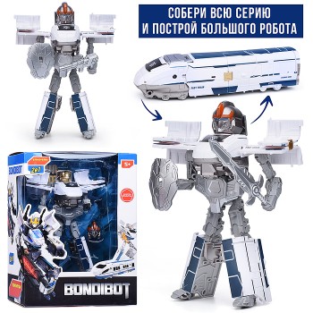 Трансформер 2в1 "Робот-поезд" цвет голубой, BOX 27,6х21,3х10,9см