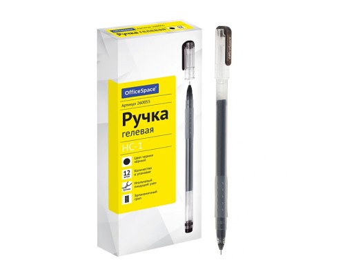 Ручка гелевая "HC-1" черная, 0,4мм, бесстержневая, игольчатый наконечник