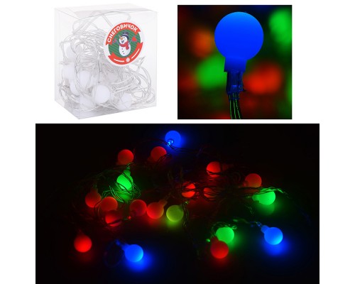 Электрогирлянда "Бусины", 4 м, 20 ламп, цветная