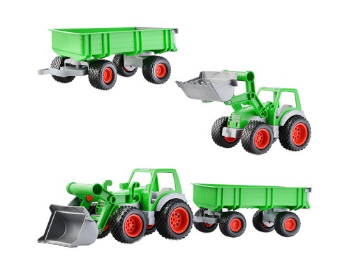 Фермер-техник, трактор-погрузчик с прицепом (в сеточке)