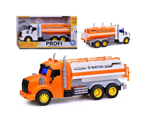 Автомобиль поливочный "Профи"инерционный (со светом и звуком) (оранжевый) (в коробке)